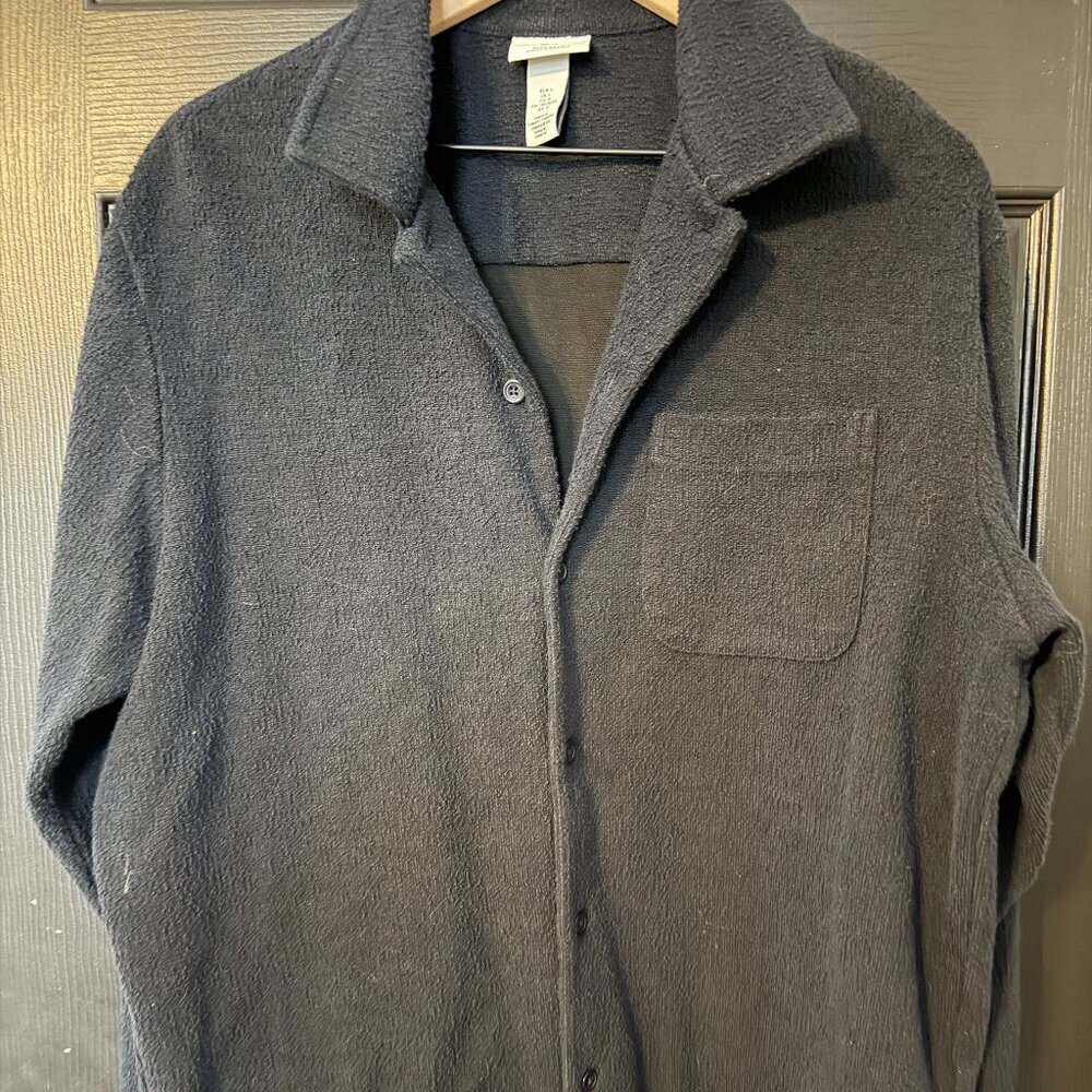 Mens H&M Long Sleeve Heavy Weight Knit Button Down Black Regular Fit Large